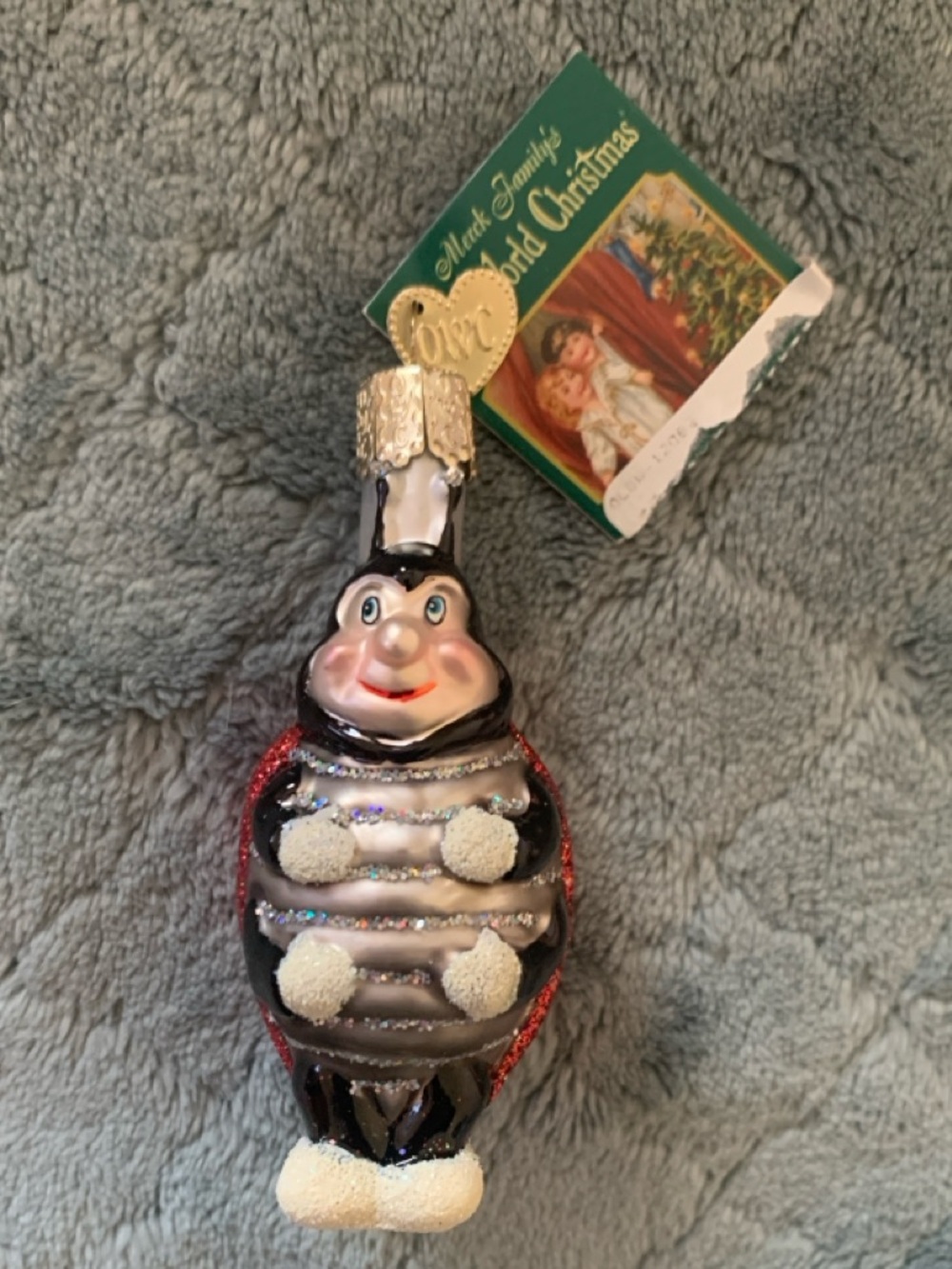 Old World Christmas Mr. Ladybug Ornament Glass 2002 Merck Family Hanging